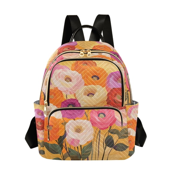 FORMRS Mini Backpack Purse for Women Quilted Travel Daypack Casual Shoulder Bag, Abstract Floral
