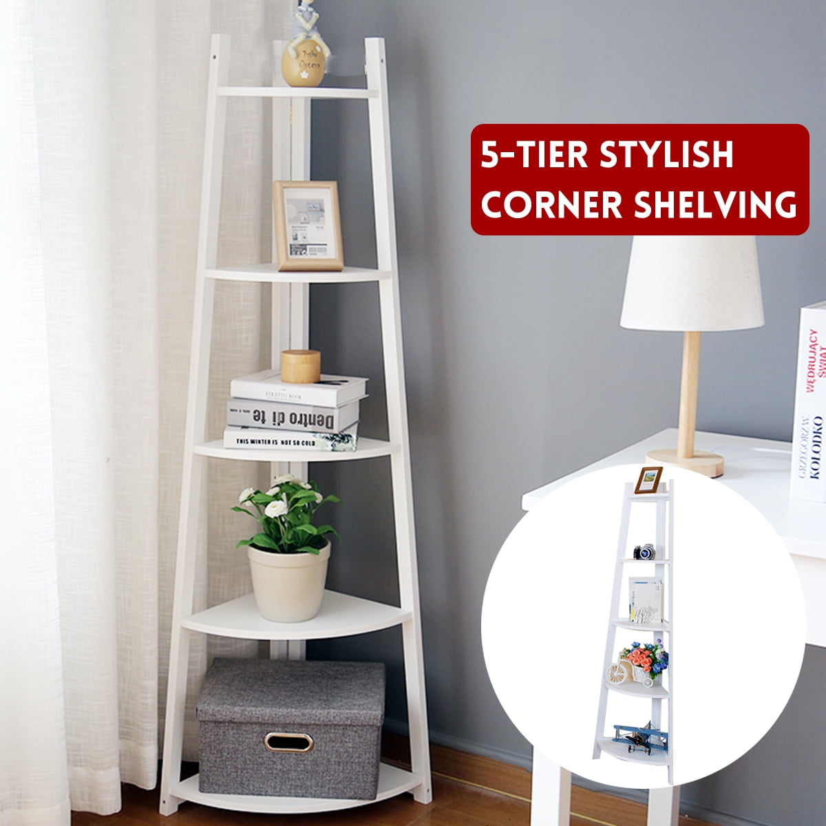 5Tier 60x27''inch Corner Rack Multipurpose Shelving Unit