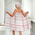 thumbnail image 5 of 3-Piece Bathroom Towel Set with Bath Towel, Quick-Dry Hair Cap and Hair Turban for Bath Yoga Beach Soft Pink Stripes, 5 of 6