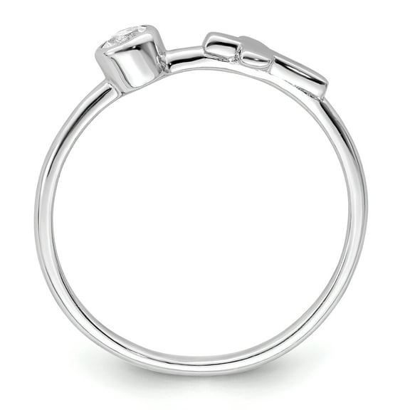 TheJewelryHut Designer Sterling Silver Rhodium-plated Polished Cross White Topaz Ring