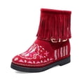 thumbnail image 2 of NECHOLOGY Botas Mujer Adulto Femenino Zapatos Botines de mujer Botines de mujer Moda Retro Borla Botas de estilo nacional Comercio exterior comodidad Punta redonda Tacón cuadrado (Red, 8), 2 of 5