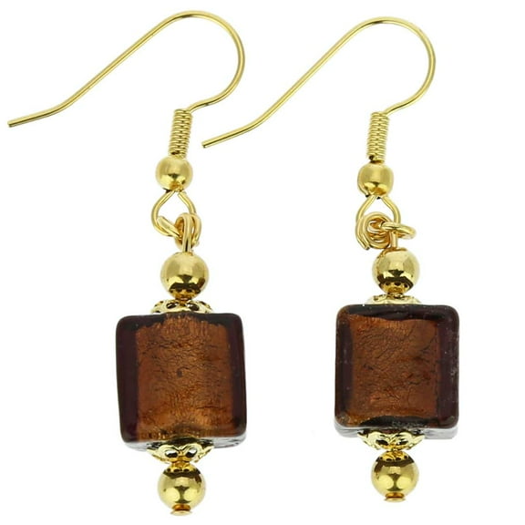 GlassOfVenice Murano Glass Antico Tesoro Cubes Earrings -Purple