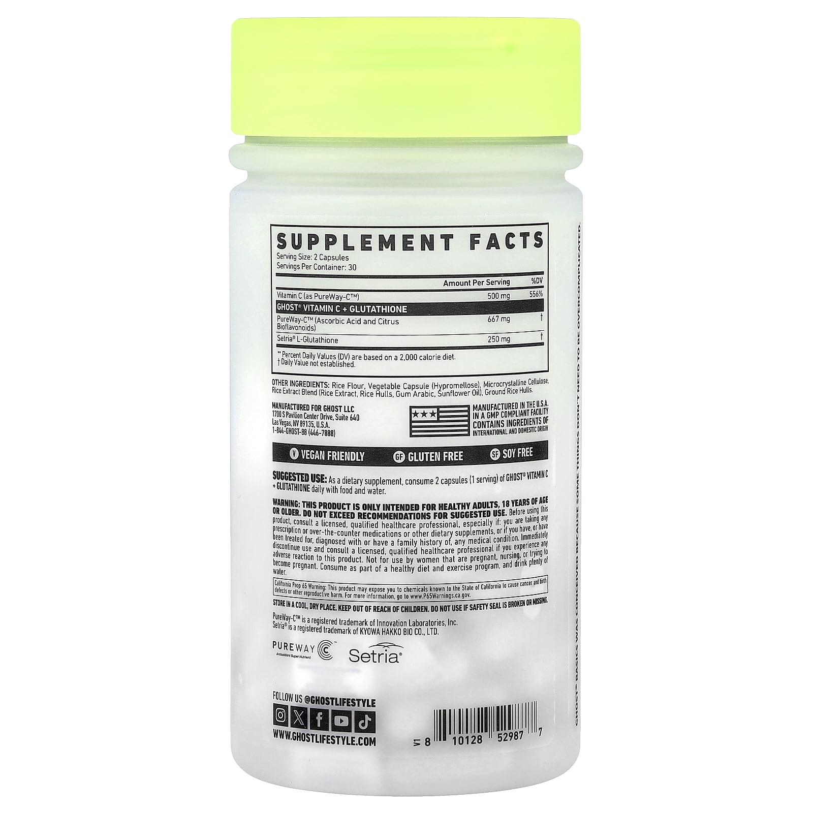 Ghost Basics, Vitamin C + Glutathione, 60 Veggie Capsules