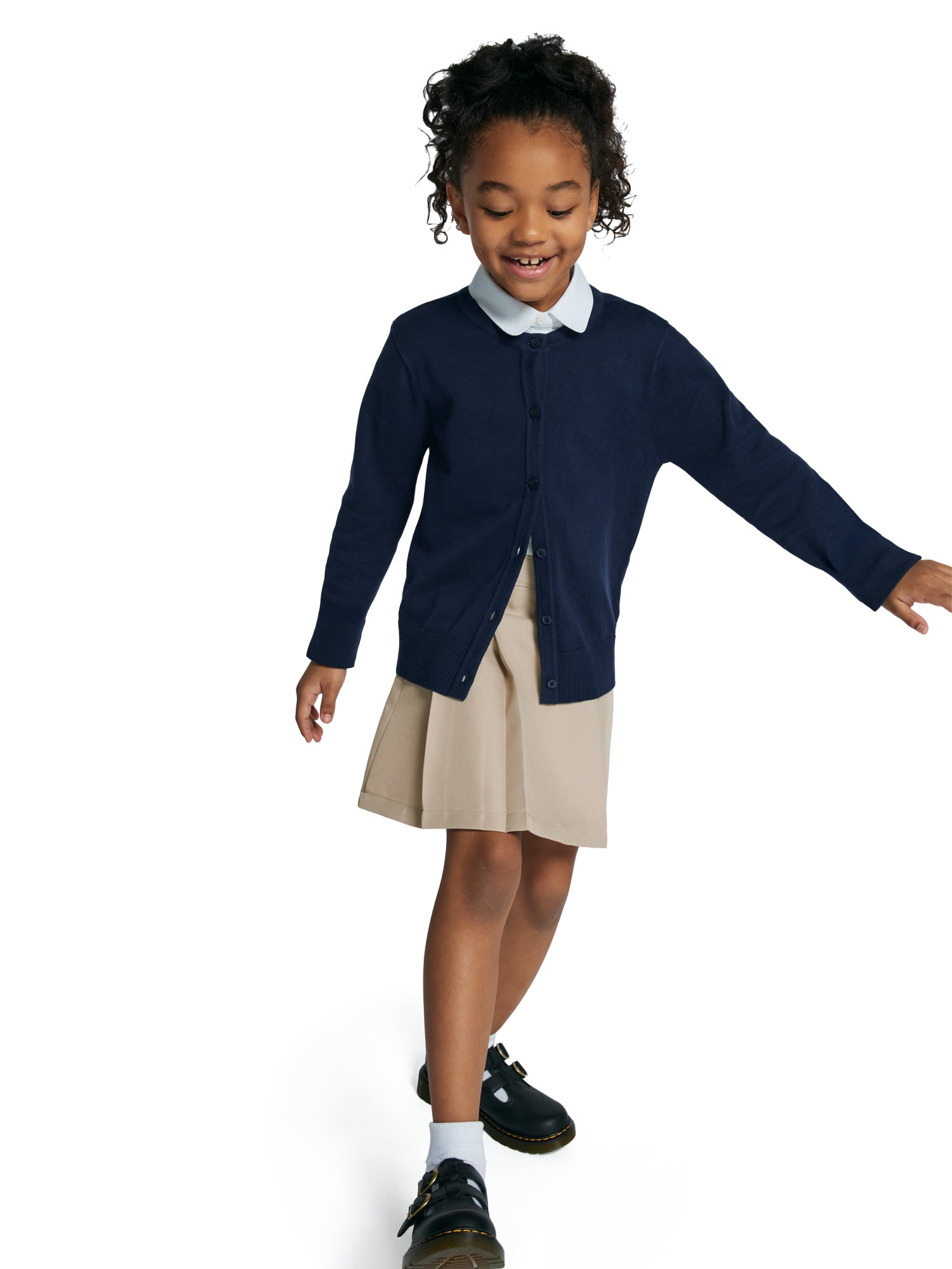 Wonder Nation Girls School Uniform Knit Cardigan Sweater, Sizes 4-18