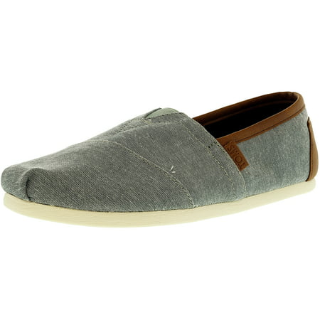 Toms Men's Classic Chambray Frost Grey Leather Trim Ankle-High Canvas Flat Shoe -
