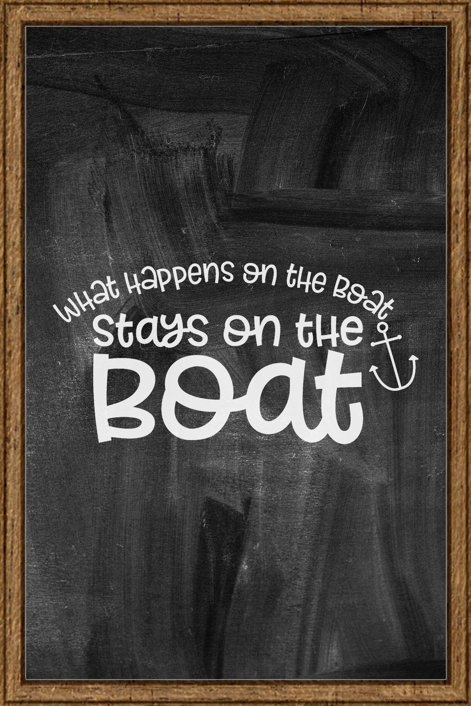 Federa Cuscino Decorativa What Happens On The Boat | Cotone E Lino 30x50 Cm Con Scritta Anchor
