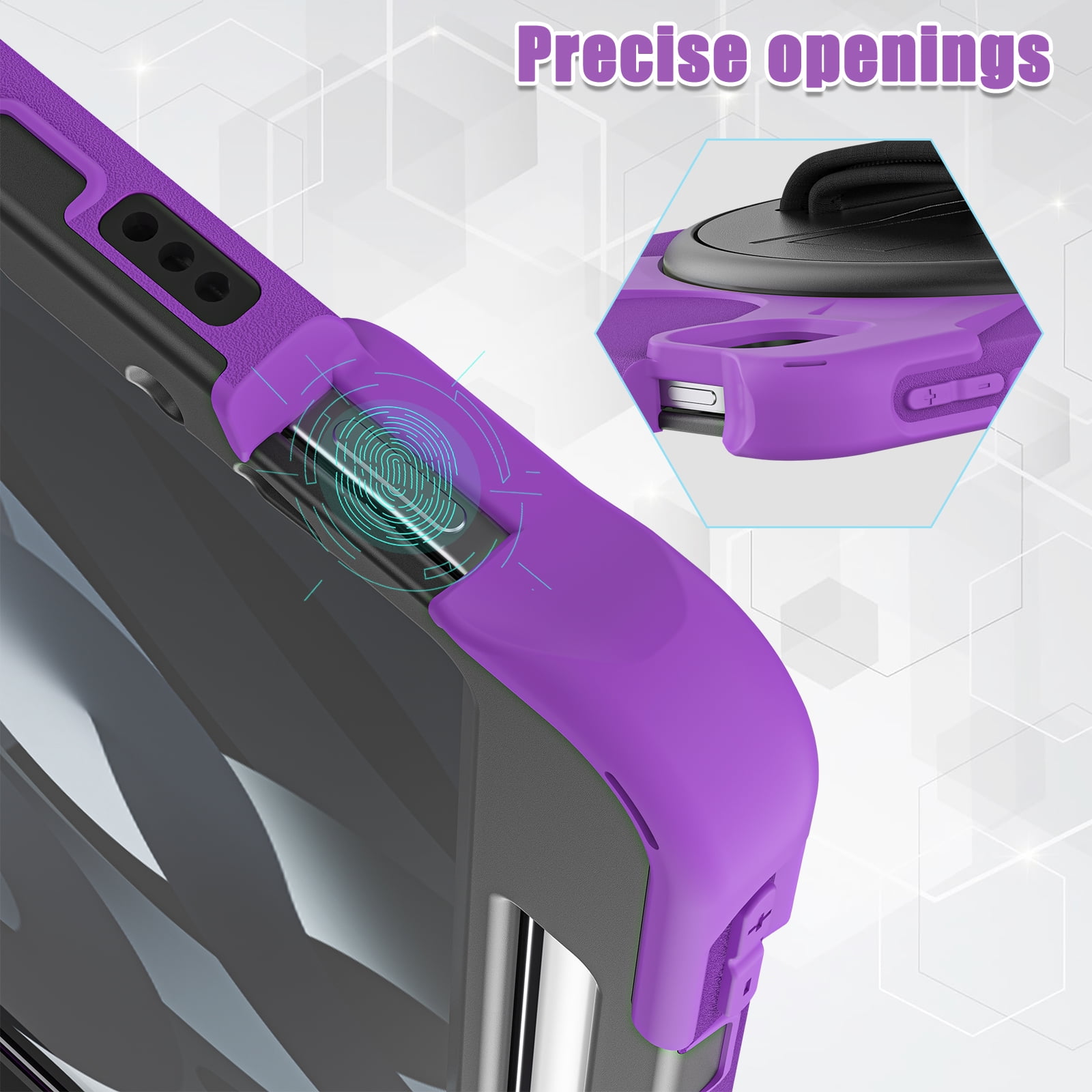 ELEHOLD Case For Apple iPad 11th(A16) 2025/10th Gen 2022, Military Grade Silicone Hybrid Rugged Case with Pencil Holder Rotating Stand Hand/Shoulder Strap,Purple