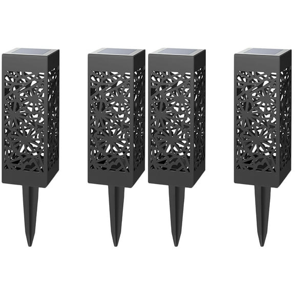 HOMEMAXS  Set of 2 Solar Lawn Light Hollow Design Garden Lamp