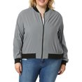 thumbnail image 6 of Unique Bargains Women's Plus Size Zipper Trim Outerwear Bomber Jacket, 6 of 7