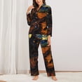 thumbnail image 2 of Honeii Starry Night Cat Guitarist A Print Women's Pajama Sets Long Sleeve Button Down Sleepwear Nightwear Soft Pjs Lounge Sets 2PCS-XX-Large, 2 of 7