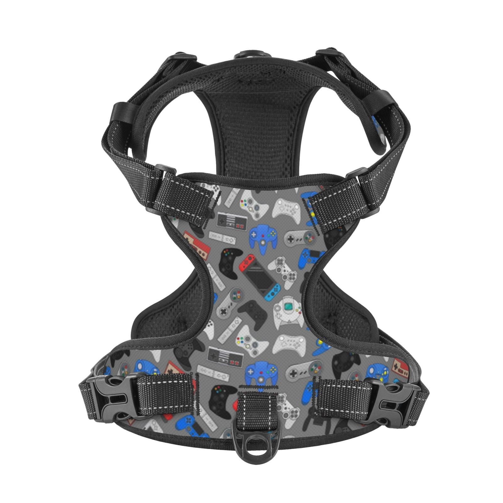 Kdxio Video Game Print No Pull Dog Harness Adjustable Reflective Oxford Easy Control Medium Large Dog Harness for Training and Everyday-Small