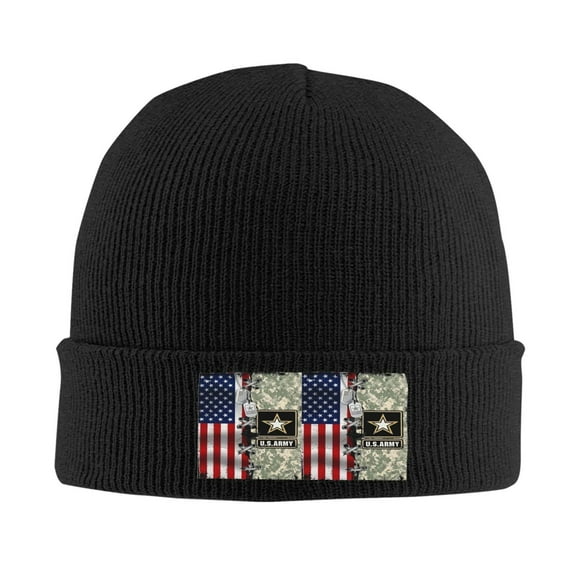 Us Army Insignia And Camouflage American Flag Men Women Knitted Hat Adult Knit Beanie For Fall Winter Knit Hat Cap Slouchy Knitted Skull Cap