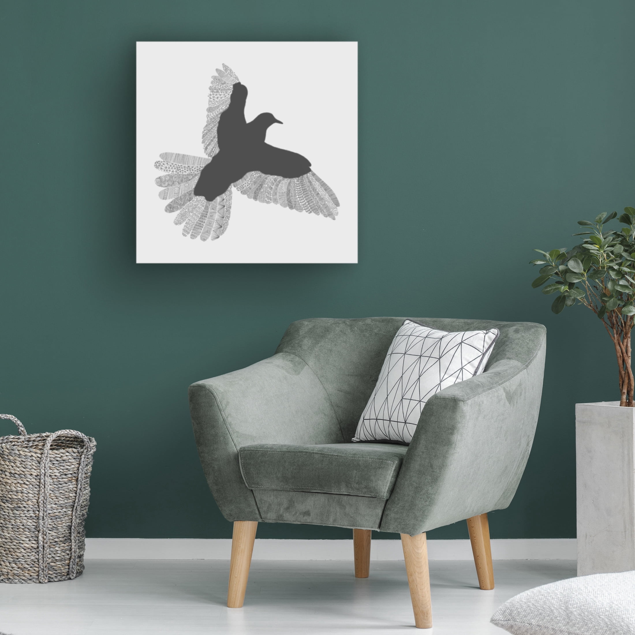 Trademark Fine Art Florent Bodart Bird Grey Canvas Wall Art
