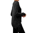 thumbnail image 5 of ZXSXSY Women V Neck Ruched Drawstring Long Seeve Solid Color Top, 5 of 7