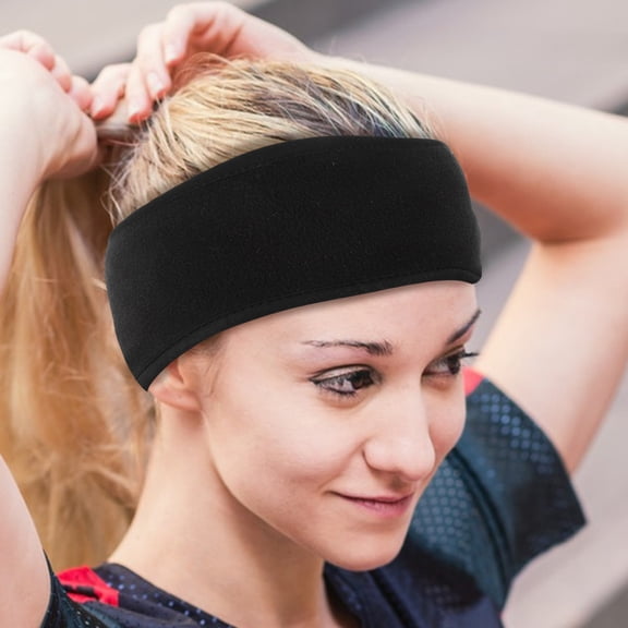 CTIRCHIU Stretchy Headbands for Outdoor Black Windproof Fleece Ear Warmer 2Pcs