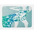 thumbnail image 1 of Floral Bath Mat, Fashion Woman Girl Body with Flower Petal Leaves Modern Design Model Image, Non-Slip Plush Mat Bathroom Kitchen Laundry Room Decor, 29.5 X 17.5 Inches, Turquoise Teal White, Ambesonne, 1 of 2