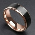 thumbnail image 2 of Wedding Ring For Men. 8mm Rose Gold Tungsten Wedding Band w Matte Black Top, 2 of 5