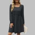 thumbnail image 2 of gakvbuo Fall Dresses For Women 2023 Plus Size Mini Dress Long Sleeve Wrap Dress For Women Wedding Guest Woman Temperament Dress Solid Color Long Sleeve Collar Dress, 2 of 8