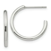 Stainless Steel 19mm Diameter J Hoop Post Earrings