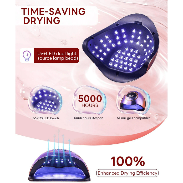 YZHAPPY, UV Nail LED Lamp, 280W, 66 Lamp Beads, Auto Sensor