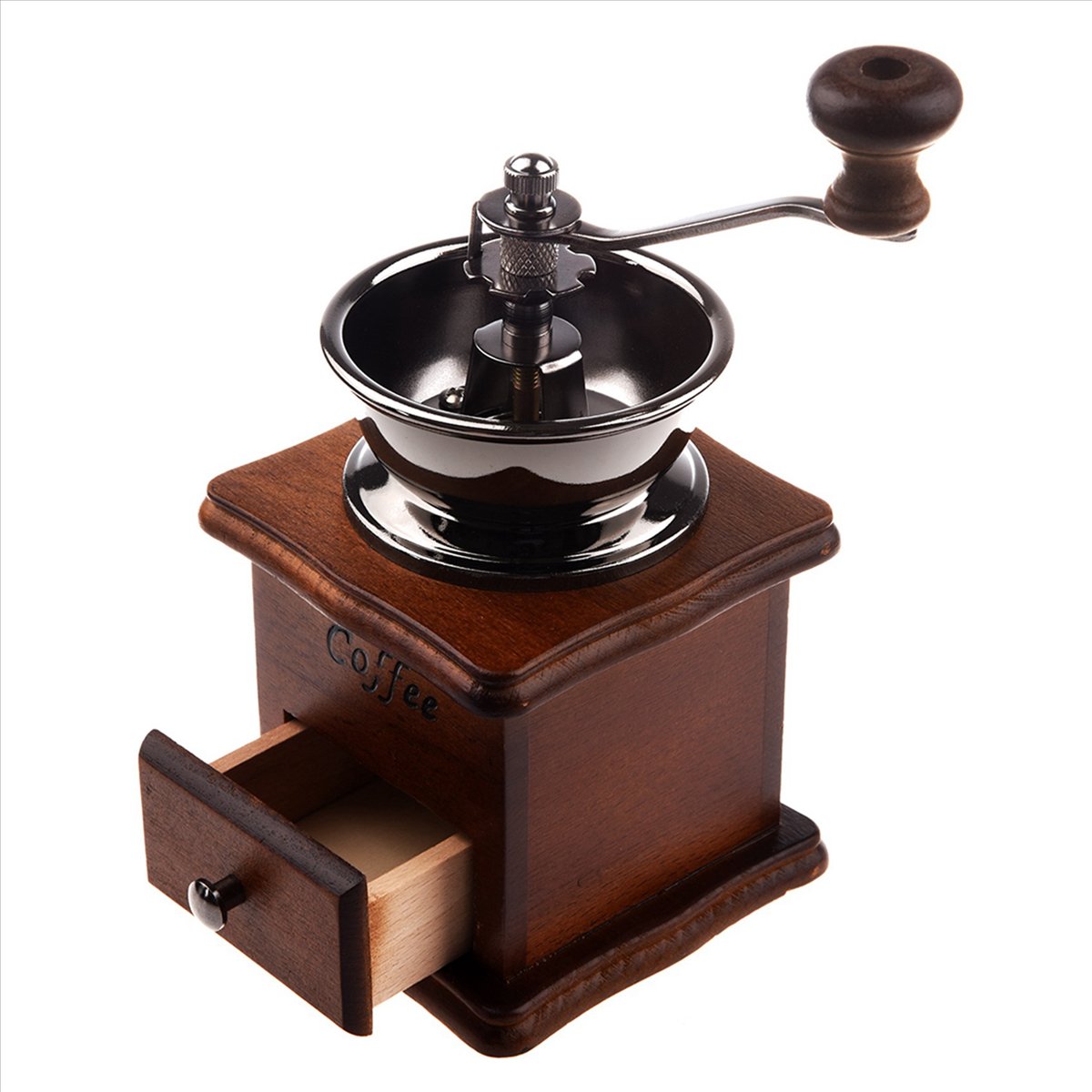 2X Manual Coffee Grinder Wood / Metal Hand Mill Spice Mill (Wood Color)