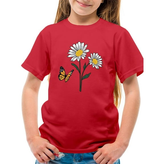 Butterflies And Daisies. T-Shirt Juniors -Image by Shutterstock, x-Small