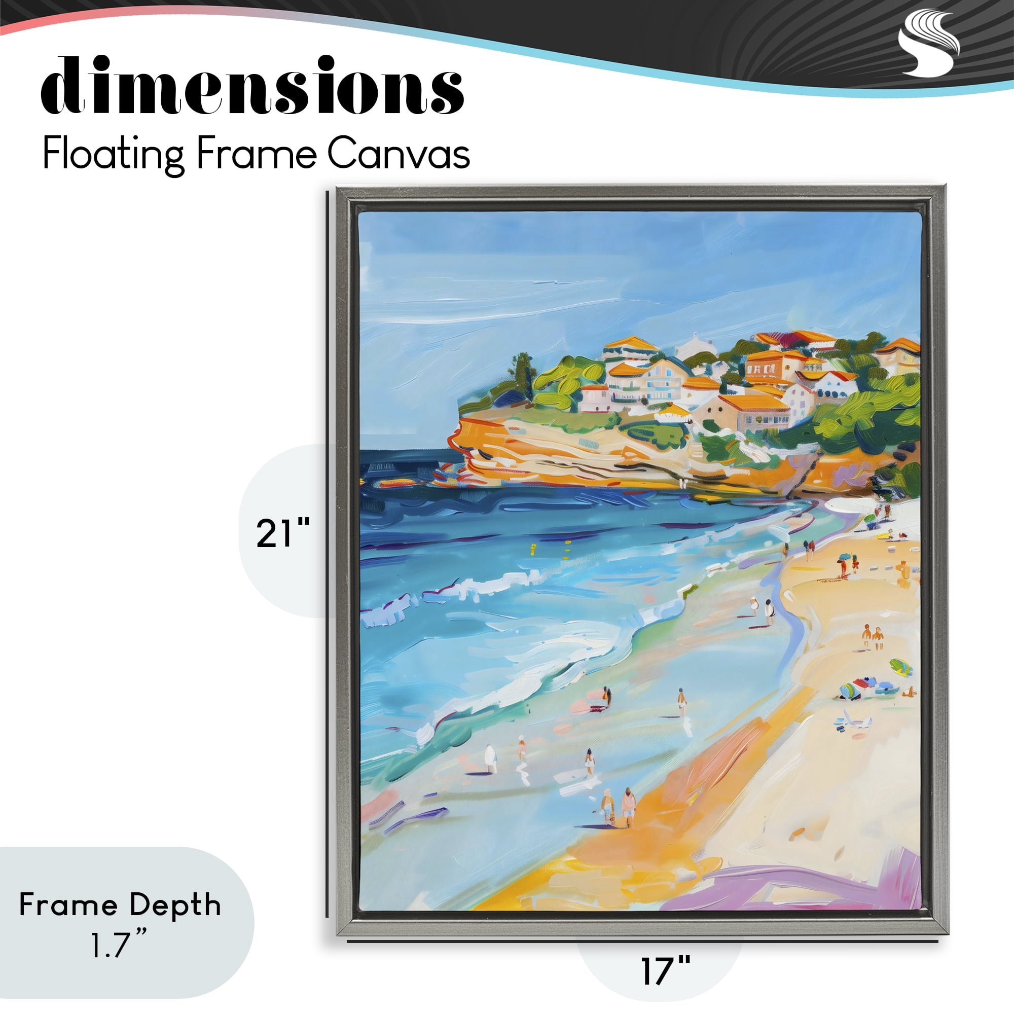 Stupell Industries Bondi Beach Cove Gray Framed Floater Canvas Wall Art, design by The Prints Vibe