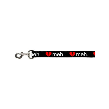 Heart Leash - Red Broken Heart Meh on Black Fun Animal Pet Dog Cat Leash