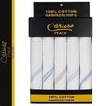 thumbnail image 3 of Caruso Italy Men's Premium 100% Pure Cotton Handkerchief White Base Colored Border - Pack of 5 (46x46 cm), 3 of 5