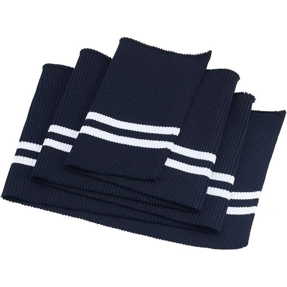 2Pcs Stripe Pattern Polyester & Spandex Ribbing Fabric for Cuffs Waistbands Neckline Collar Trim Baseball Sport Clothes Hem Prussian Blue 950x145x1.5mm