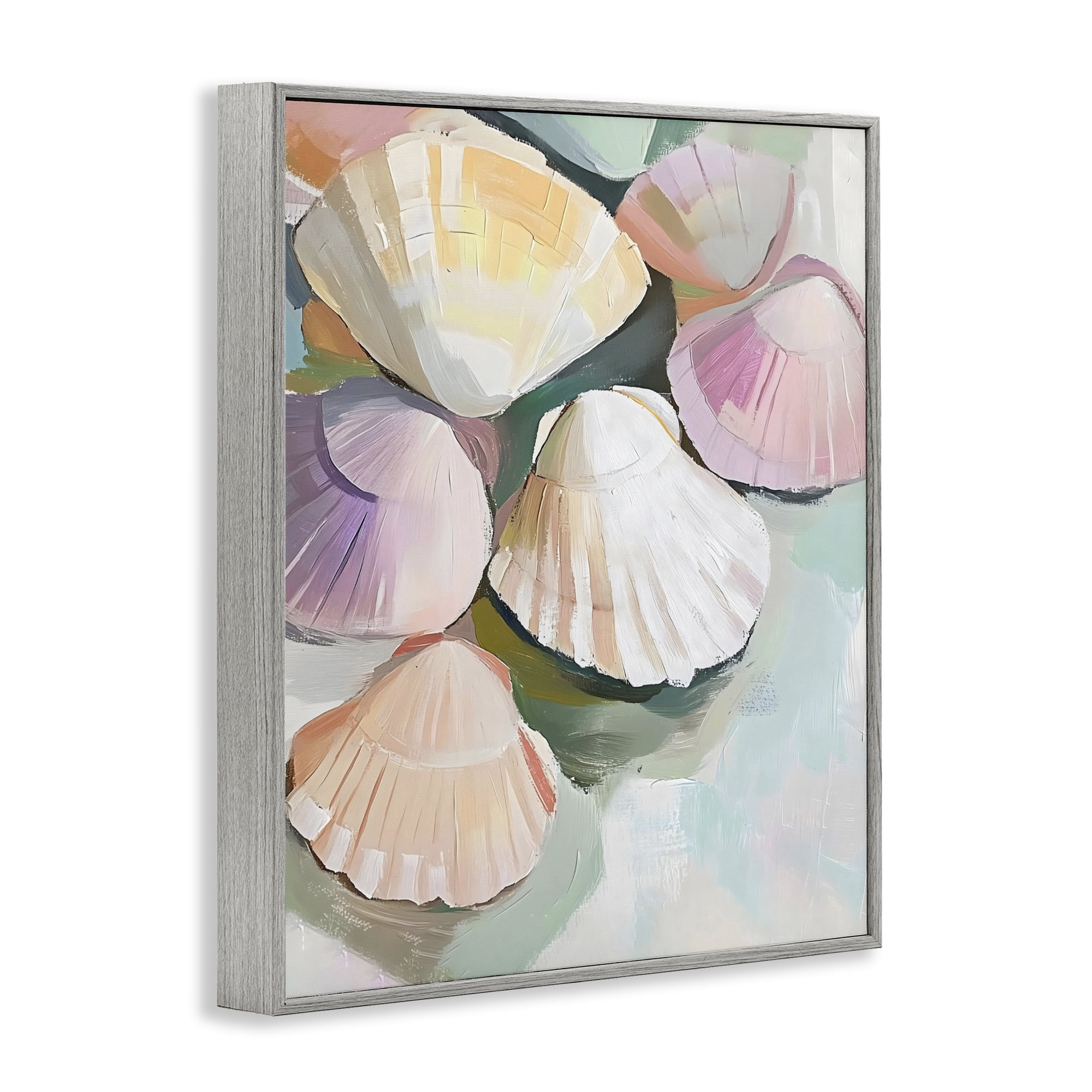 Stupell Industries Pink Seashells Marine Collection Gray Framed Giclee Art, design by The Prints Vibe
