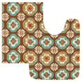 thumbnail image 7 of Yayeee Bath Rugs for Bathroom Floor Set of 2 Non Slip Fluffy Soft Absorbent Mat, Retro Blossom Flower, 7 of 7