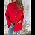 thumbnail image 4 of Abrigo de Punto de Longitud Media para Mujer, Corte A, con Botonadura Sencilla, para Otoño e Invierno. Rojo 4XL, 4 of 7