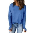thumbnail image 2 of Ailaofu Long Sleeve Shirts for Women Tunic Tops Thumb Hole Oversized T Shirts Fall Outfits, 2 of 7