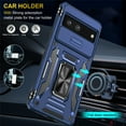 thumbnail image 5 of ELEHOLD Heavy Duty Rugged Case for Google Pixel 7 2022 Full Body Protection with Camera Lens Cover Magnetic Metal Ring Holder Kickstand Anti-Scratch Shockproof Case, Navyblue, 5 of 7