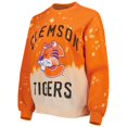 thumbnail image 2 of Women's Gameday Couture Orange Clemson Tigers Twice As Nice Faded Dip-Dye Pullover Long Sleeve Top, 2 of 3