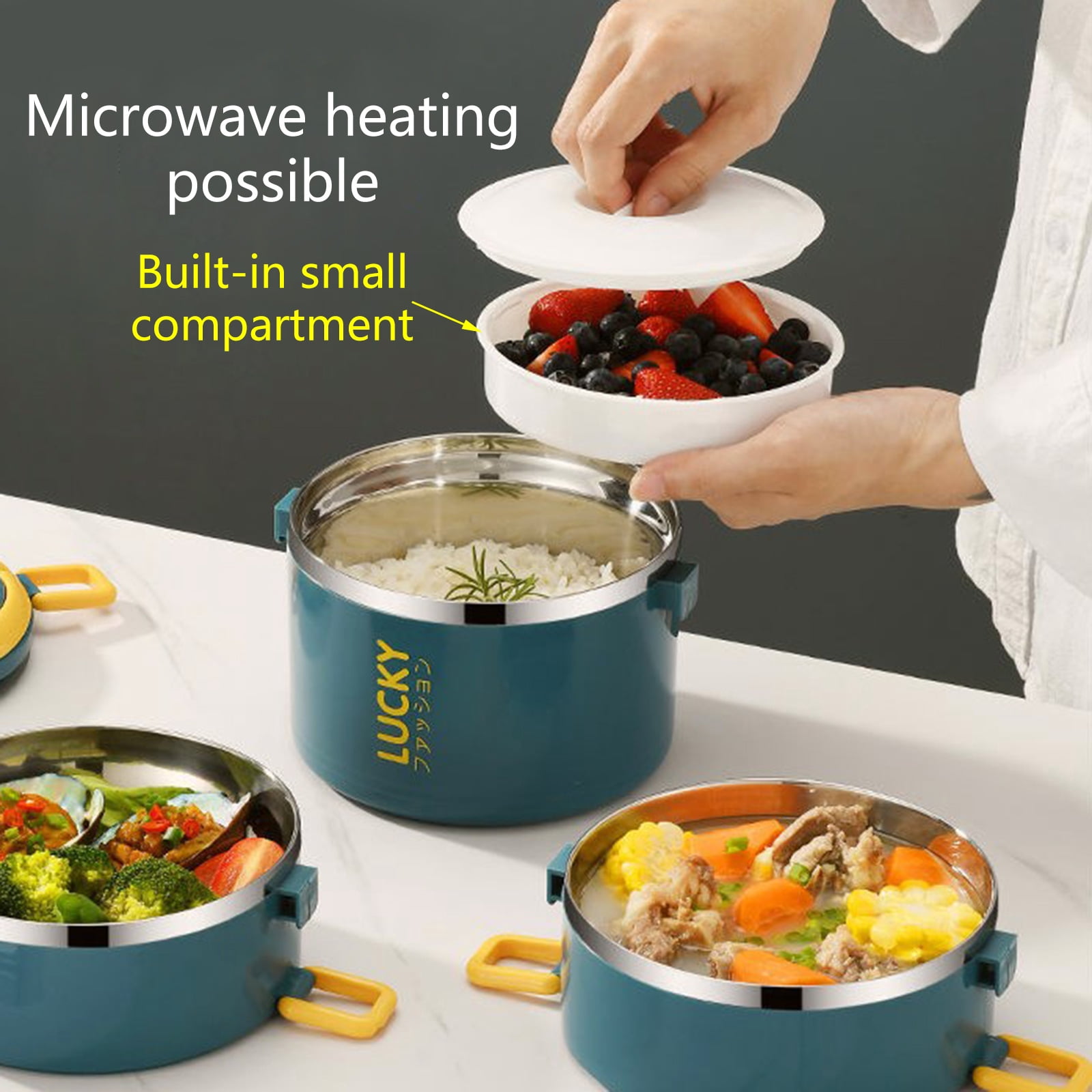 WINDLAND Multi-tiers Anti Rust Bento Boxes Odor Free for Creative Lunch Jar Heat Resistan
