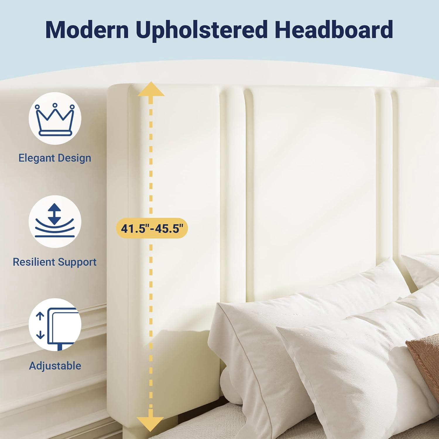 Allewie King Platform Bed Frame with Adjustable Headboard, Plush Velvet Upholstered, Vertical Channel Tufted, Sturdy Wooden Slats, No Box Spring Needed, Easy Assembly, Cream