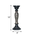 thumbnail image 4 of Handmade Mango Wood Eco-friendly Traditional Dark Polish Set Of One 12" Pillar Candle Holder, 4 of 8
