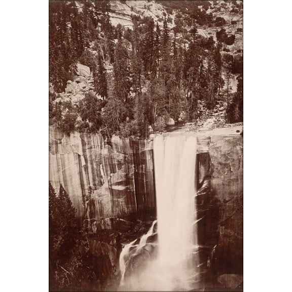 24"x36" Gallery Poster, Vernal Fall, yosemite national park 1872 by Eadweard Muybridge