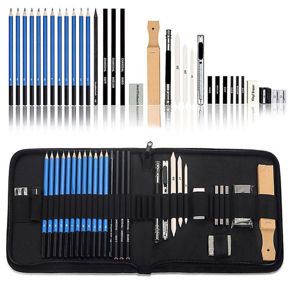32pcs Professional Drawing Sketching Pencils Kit Set Art Supplies Art Painting Tools and Kit Bag Graphite Charcoal Pencils Set