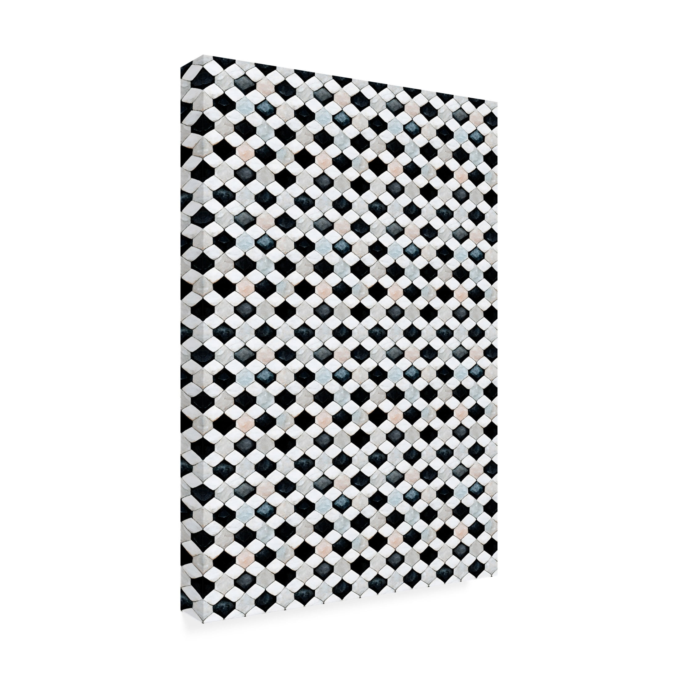 Canvas Wall Art - Treechild 'Black and White Tile Pattern' Wall Art for Living Room, Bedroom, or Office D?cor by Trademark Fine Art - 16 x 24 Inches