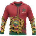 thumbnail image 3 of Sudadera con capucha y cremallera con estampado del emblema de Marruecos en 3D para hombre, tótem espiritual, bandera de Marruecos, sudadera con capucha con cremallera, ropa Harajuku Y2k, 3 of 5