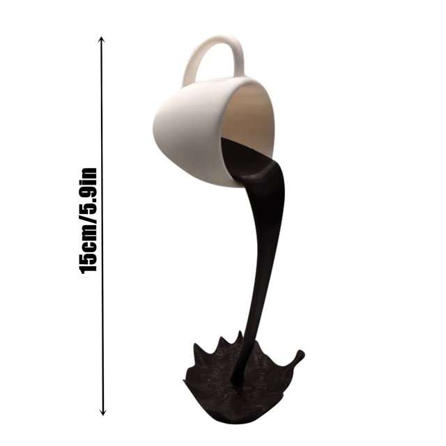 Estatuas de resina Taza de café flotante Escultura de arte Hogar Cocina Decoración Manualidades Derramar Magia Verter Líquido Splash Taza de café Auspicioso ShuxiuWang 8390612433641