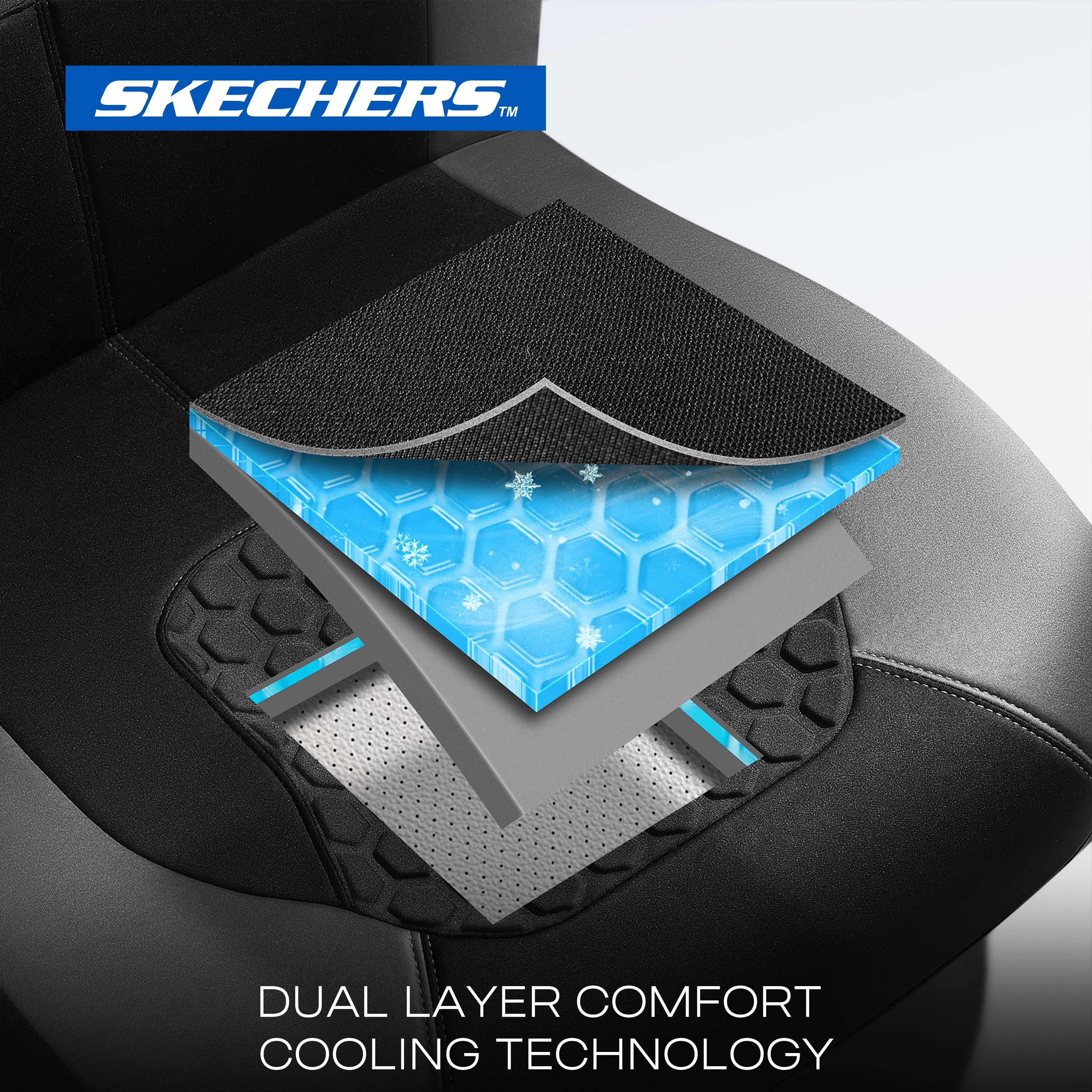 Skechers Gel Infused Car Seat Covers-Universal Fit, Grey 23SK83