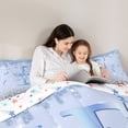 thumbnail image 4 of Erosebridal Blue Sparkle Sequins Print Full Size Comforter Sets for Girls, Monogrammed F Bedding Sets, Colorful Stars Reversible 3pcs, 1 Comforter and 2 Pillowcases, 4 of 6