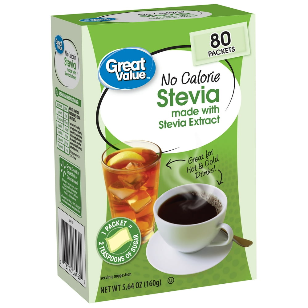 Great Value No Calorie Stevia Packets 5 64 Oz 80 Count Walmart com