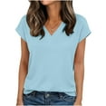 thumbnail image 3 of TaTaai Short Sleeve V-Neck Slim Top, Women's Spring Summer Solid Color Casual Top, Light Stylish Design, Ideal for Home Daily Casual Outfits Gift, 3 of 8