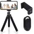 thumbnail image 1 of Cell Phone Tripod, Portable Flexible Cell Phone Tripod With Wireless Remote Shutter And Phone Mount, 1 of 5