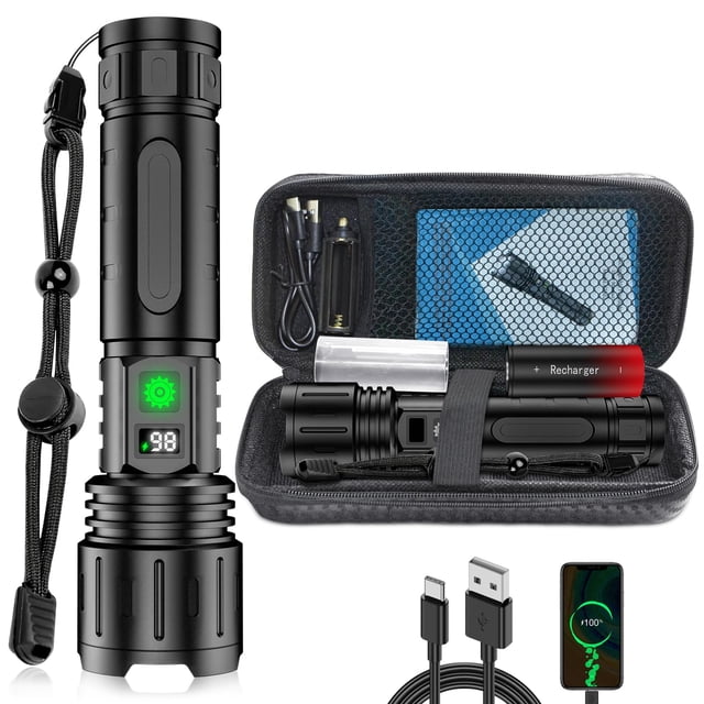 Linterna LED Banral recargable de altos lúmenes tipo C, 5 modos